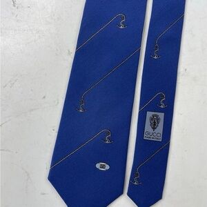 Gucci Vintage Coastal Anchor Print Silk Men’s Tie GG Logo